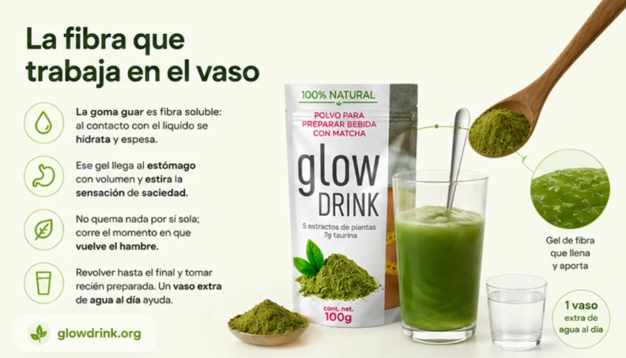 Glow Drink — el polvo disolviéndose en el vaso de agua