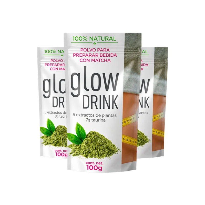 Glow Drink — tres bolsas de 100 g del polvo con matcha